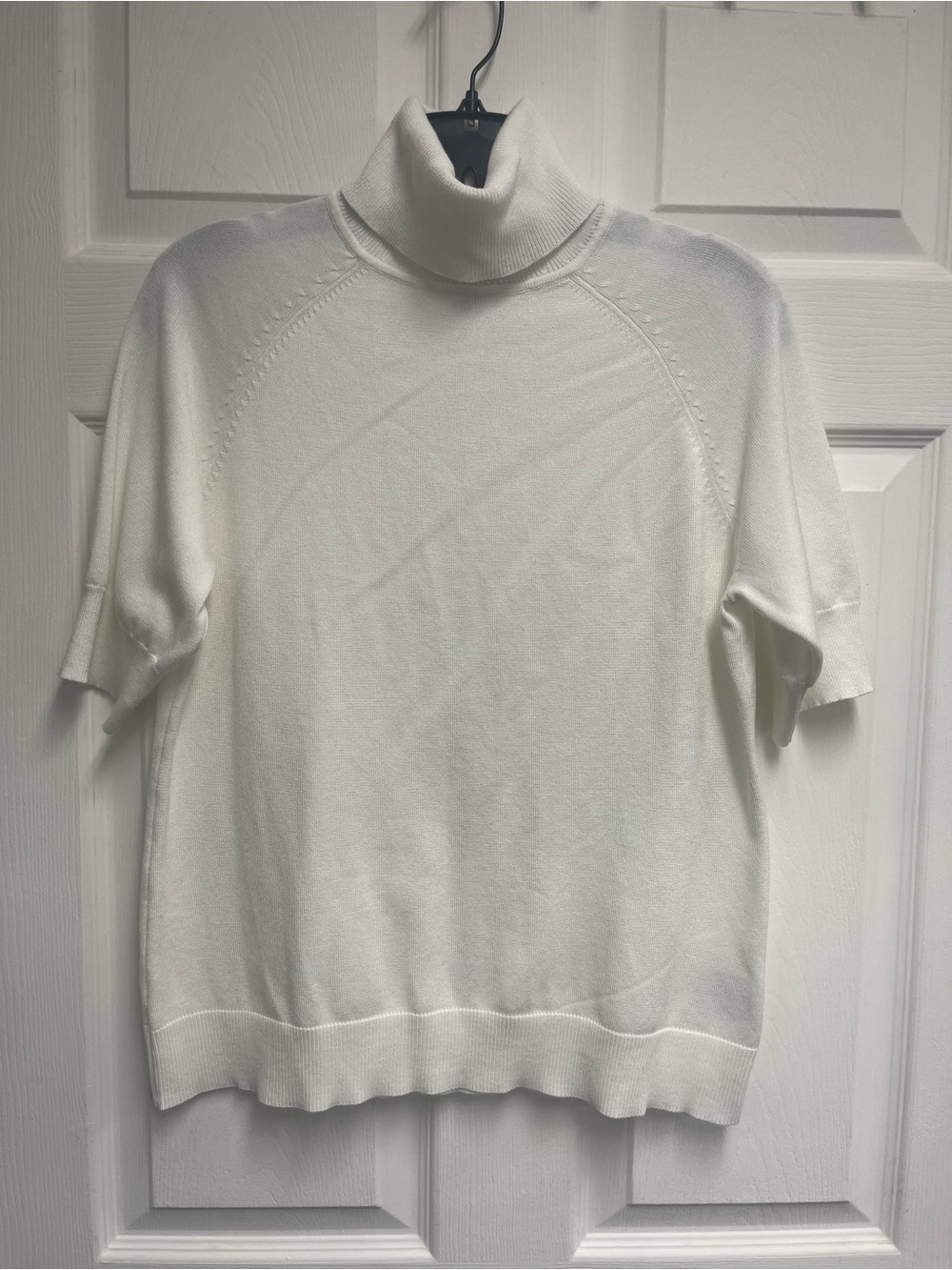 Karen Scott Soft White Short-Sleeve Turtleneck Sweater sz M